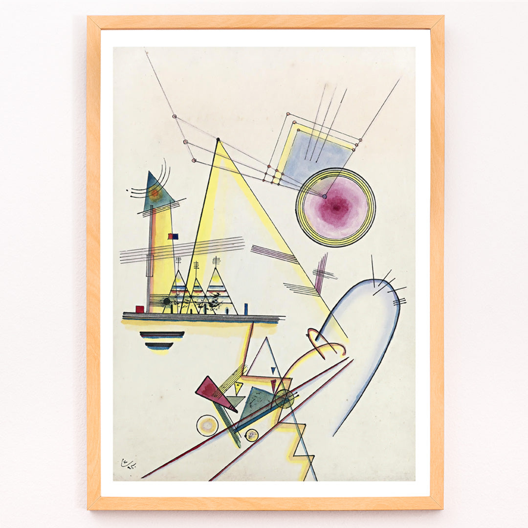 Closeup detail of Abstract geometric shapes and lines in Zartes Gemut Delicate Soul by Wassily Kandinsky poster wall art