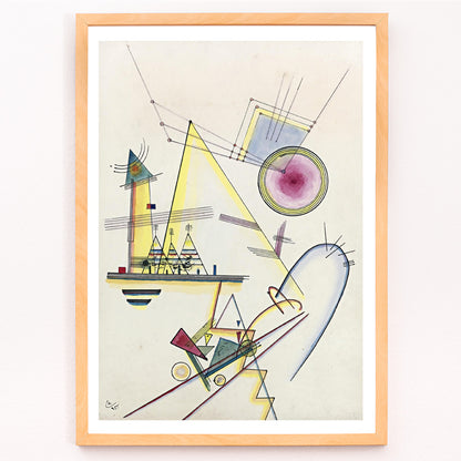 Closeup detail of Abstract geometric shapes and lines in Zartes Gemut Delicate Soul by Wassily Kandinsky poster wall art