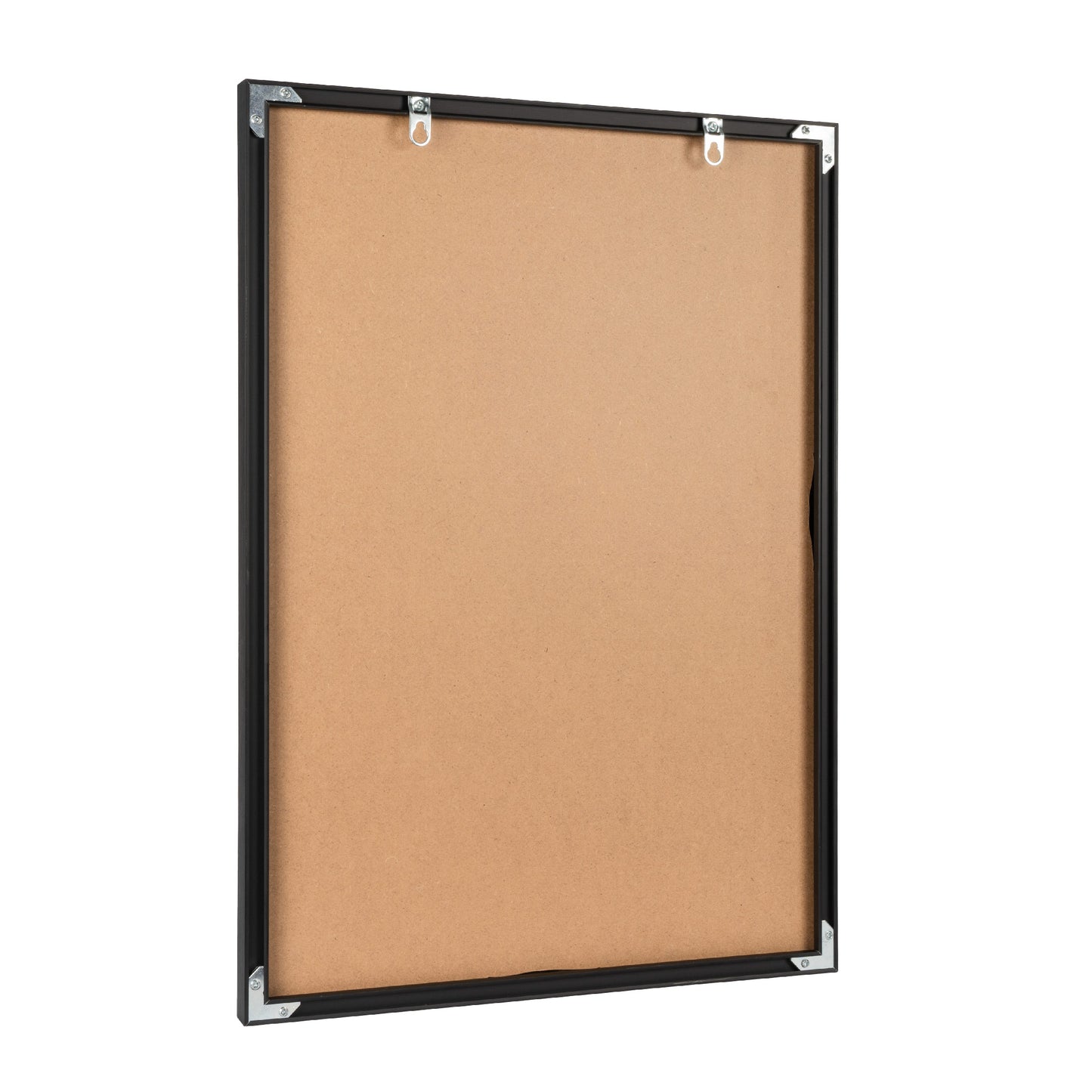 Black aluminium picture frame with a sleek, modern design and elegant finish, suitable for displaying photos or artwork in any décor., full back picture
