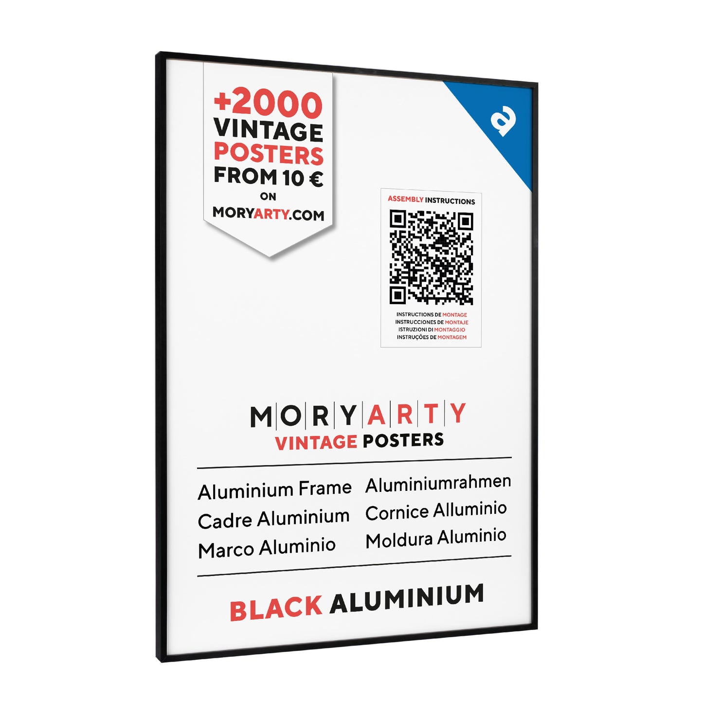 Black aluminium picture frame with a sleek, modern design and elegant finish, suitable for displaying photos or artwork in any décor., full front picture