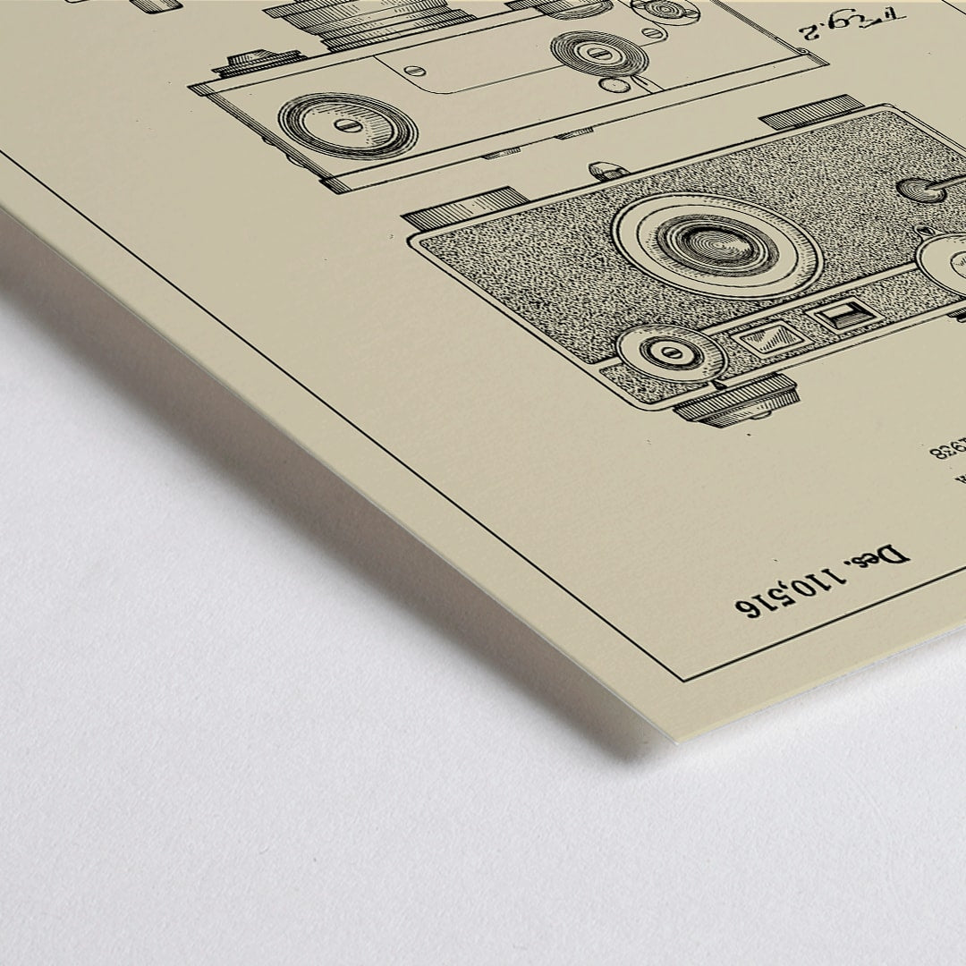 Closeup detail of Photographic camera patent illustration and detailed patent drawings by G Fassin poster