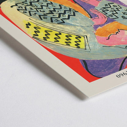 Closeup detail of Henri Matisse The Dream exhibition poster at Aix en Provence featuring colorful abstract design with reclining figure