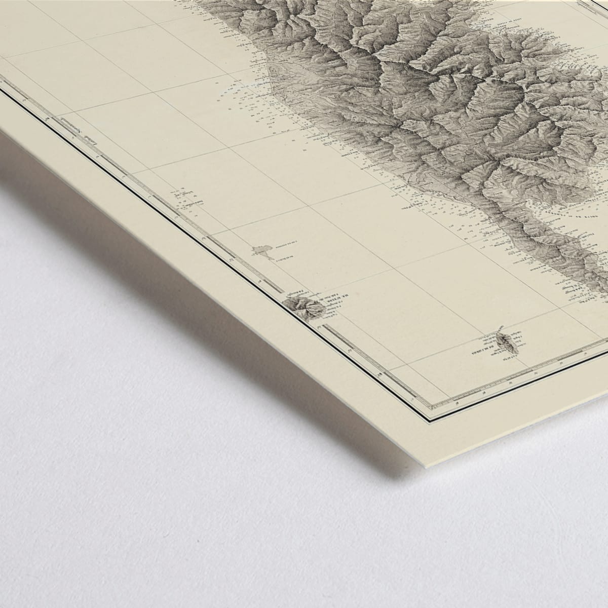 Closeup detail of Antique map poster of Corsica Carte Generale De LIle De Corse by Depot General de la Marine detailed geographical wall art