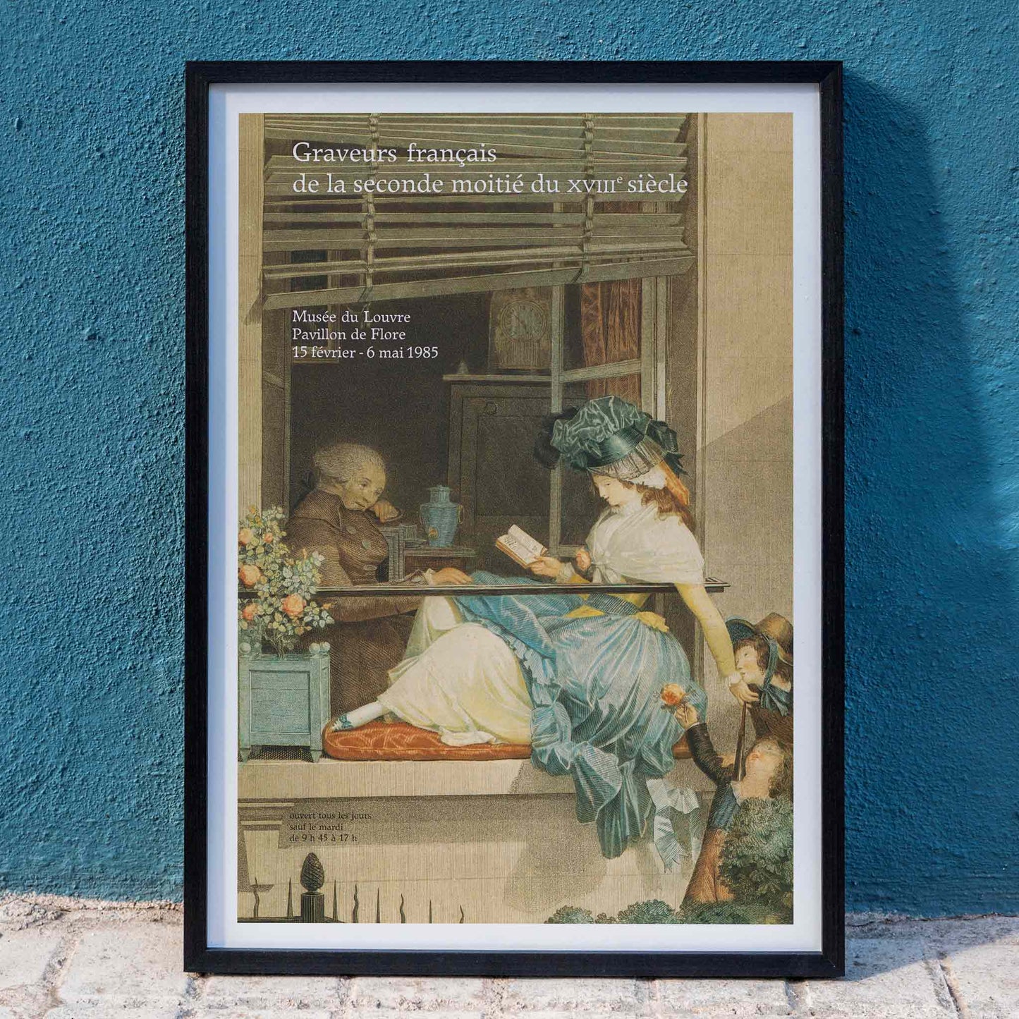 French engravers artwork of a woman reading with a child and elderly man nearby from Graveurs francais de la seconde moitie du XVIIIe siecle, framed and displayed in home decor