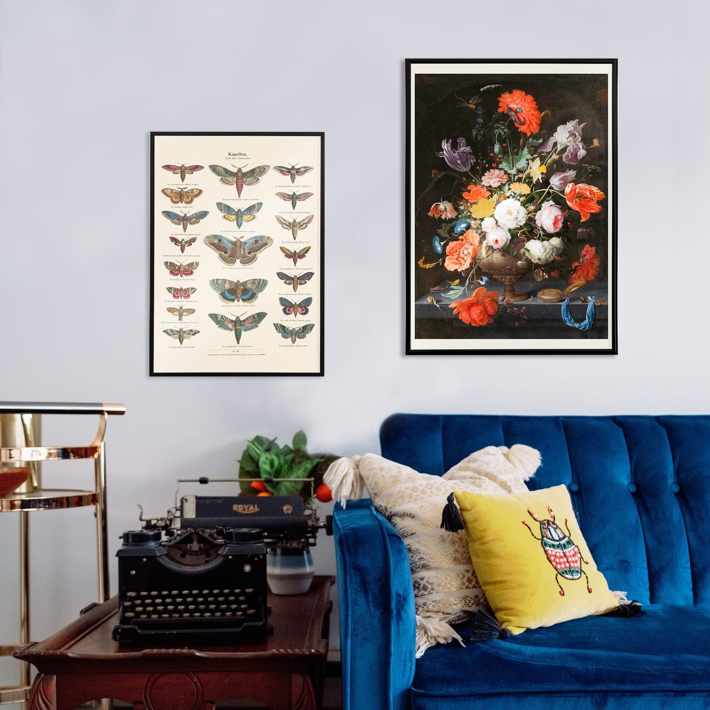 Colorful bouquet of flowers in a vase with a watch vibrant floral arrangement by Abraham Mignon Still Life with Flowers and a Watch poster, framed and displayed in home decor