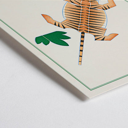 Closeup detail of Geometric illustration poster of a tiger with plants in La Jungle chez moi Pl 08 by Turenne Chevallereau